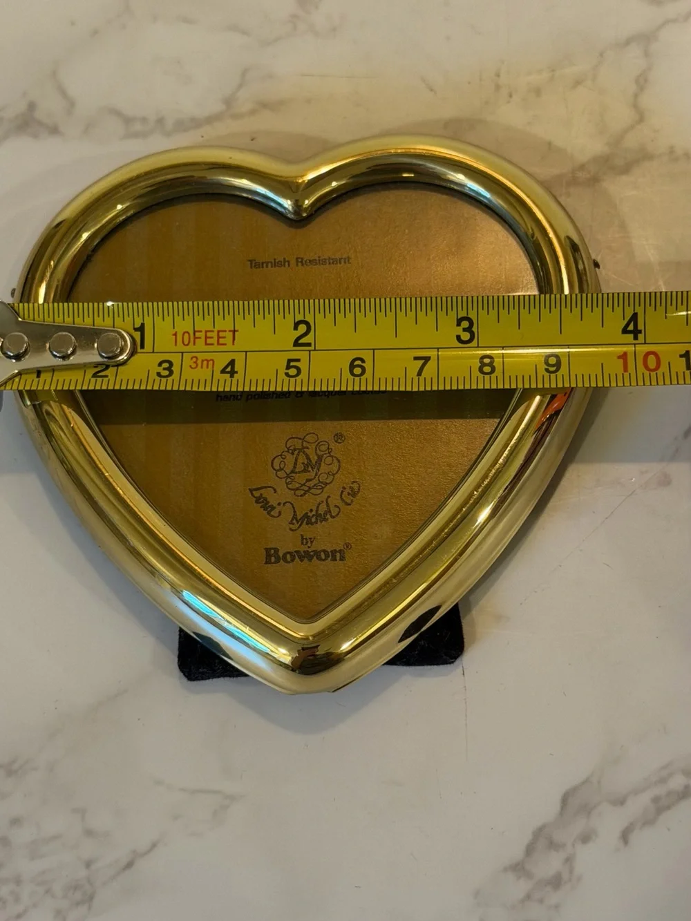 Vintage Pair of Solid Brass Heart Picture Frames Tarnish Resistant 3”x 3”